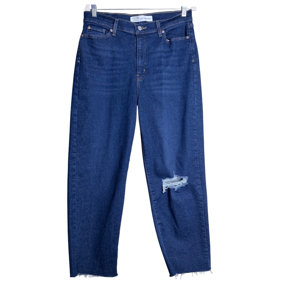 Signature by Levi Strauss Jeans 13 W31 Mid Wash High Rise Distressed Raw Hem